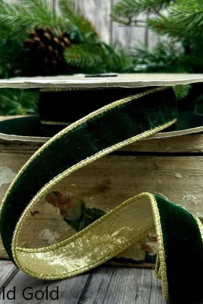 1” x 10Y Emerald Green Velvet Ribbon - Sassy Inspiration
