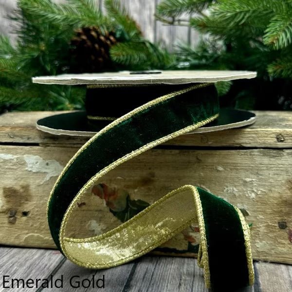 1” x 10Y Emerald Green Velvet Ribbon - Sassy Inspiration
