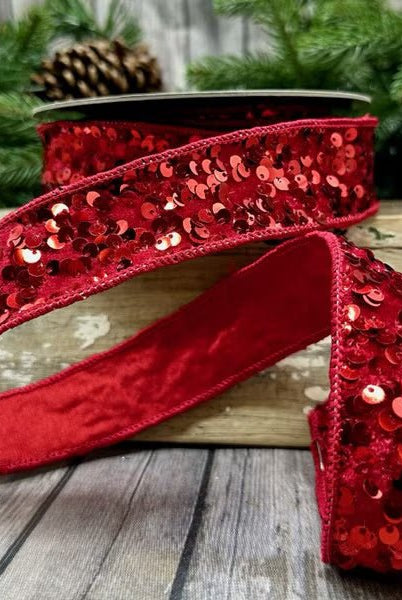 1.5” x 10Y Red Sequin Ribbon - Sassy Inspiration