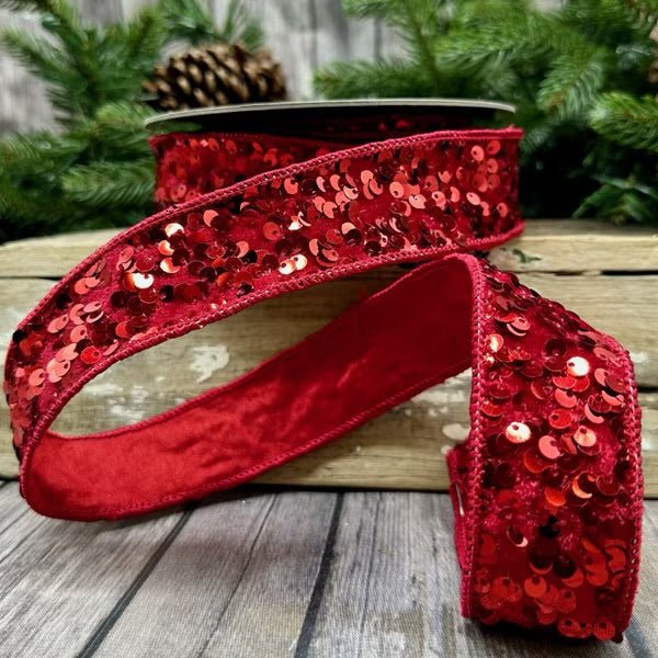 1.5” x 10Y Red Sequin Ribbon - Sassy Inspiration