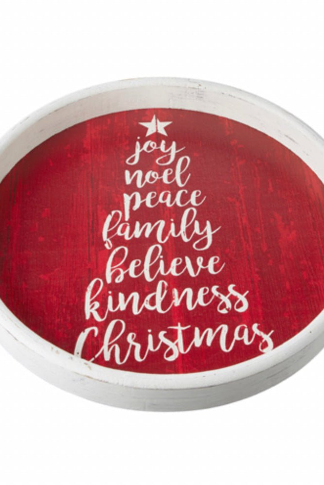16.25” Words of Christmas Round Tray with Handles - Sassy Inspiration