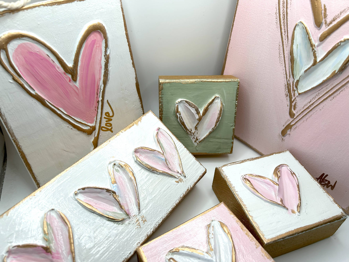 Textured hearts on canvas | valentine | pastel | xoxo | love