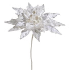 19" White Beaded Poinsettia Pick - Sassy Inspiration