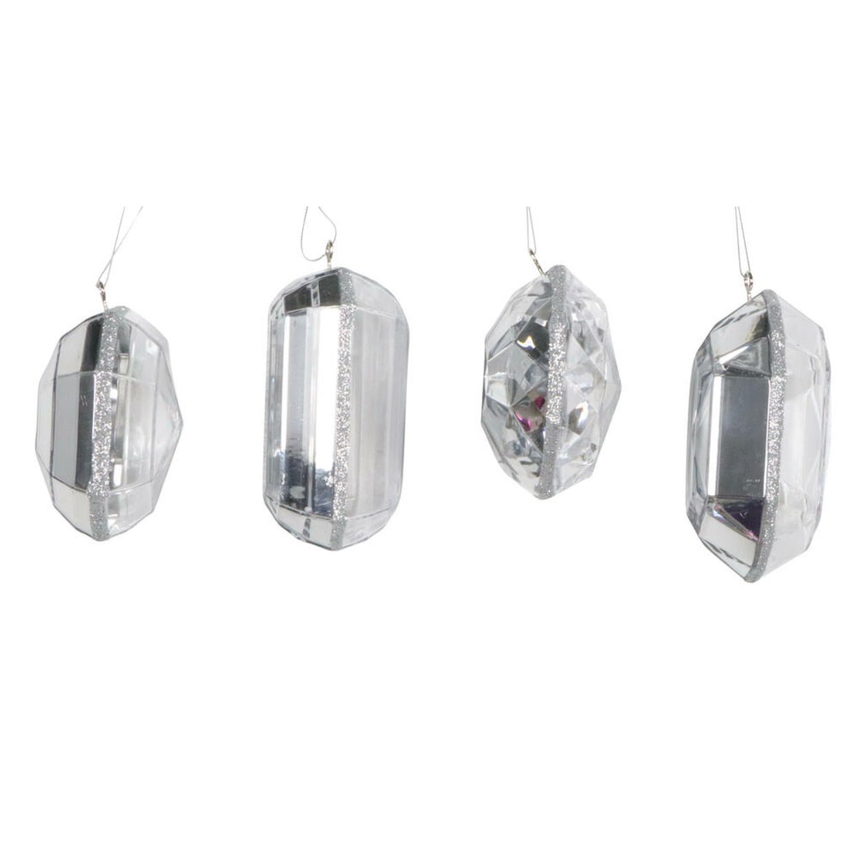 4 - 5" Silver Jewel Glitter Ornaments - Sassy Inspiration