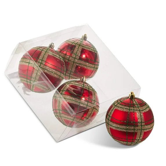 4" Box of Plaid Ball Ornaments - Sassy Inspiration