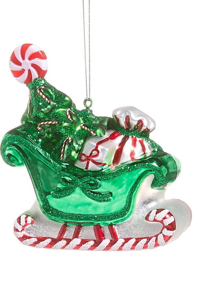 4.5" Peppermint Sleigh Ornament - Sassy Inspiration