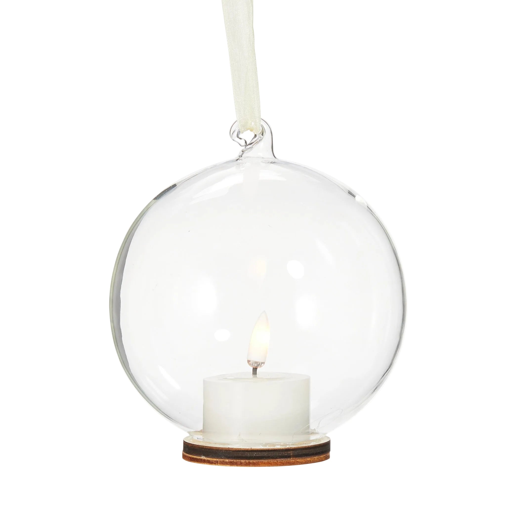 5.5" Clear Ornament with Ivory Tealight - Sassy Inspiration