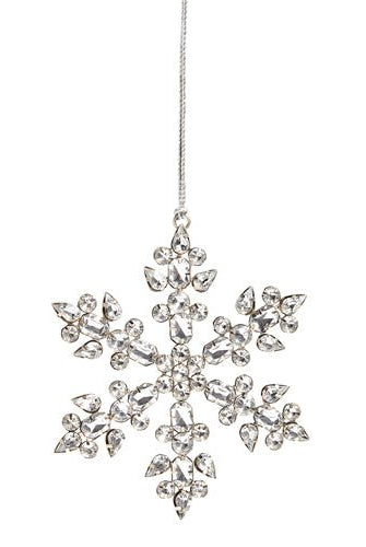 5.5" SILVER JEWELED SNOWFLAKE ORNAMENT - Sassy Inspiration