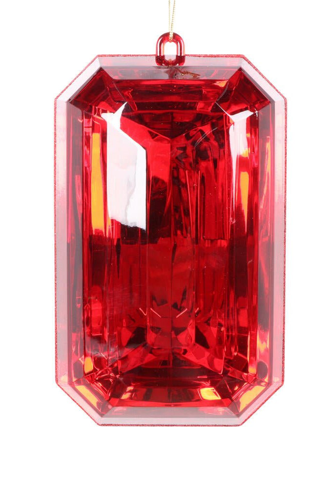 8" Red Rectangle Jewel Glitter Ornament - Sassy Inspiration