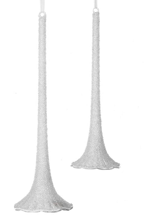 9.5 - 12" Iced Glass Trumpet Ornaments SET/2 - Sassy Inspiration