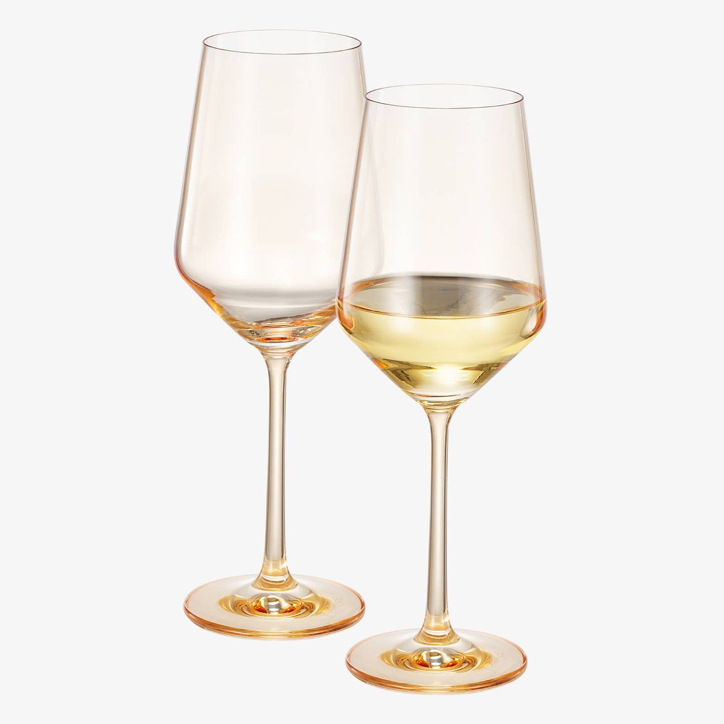 Colored Crystal Wine Glass | Set of 2 | 12oz  (Yellow)