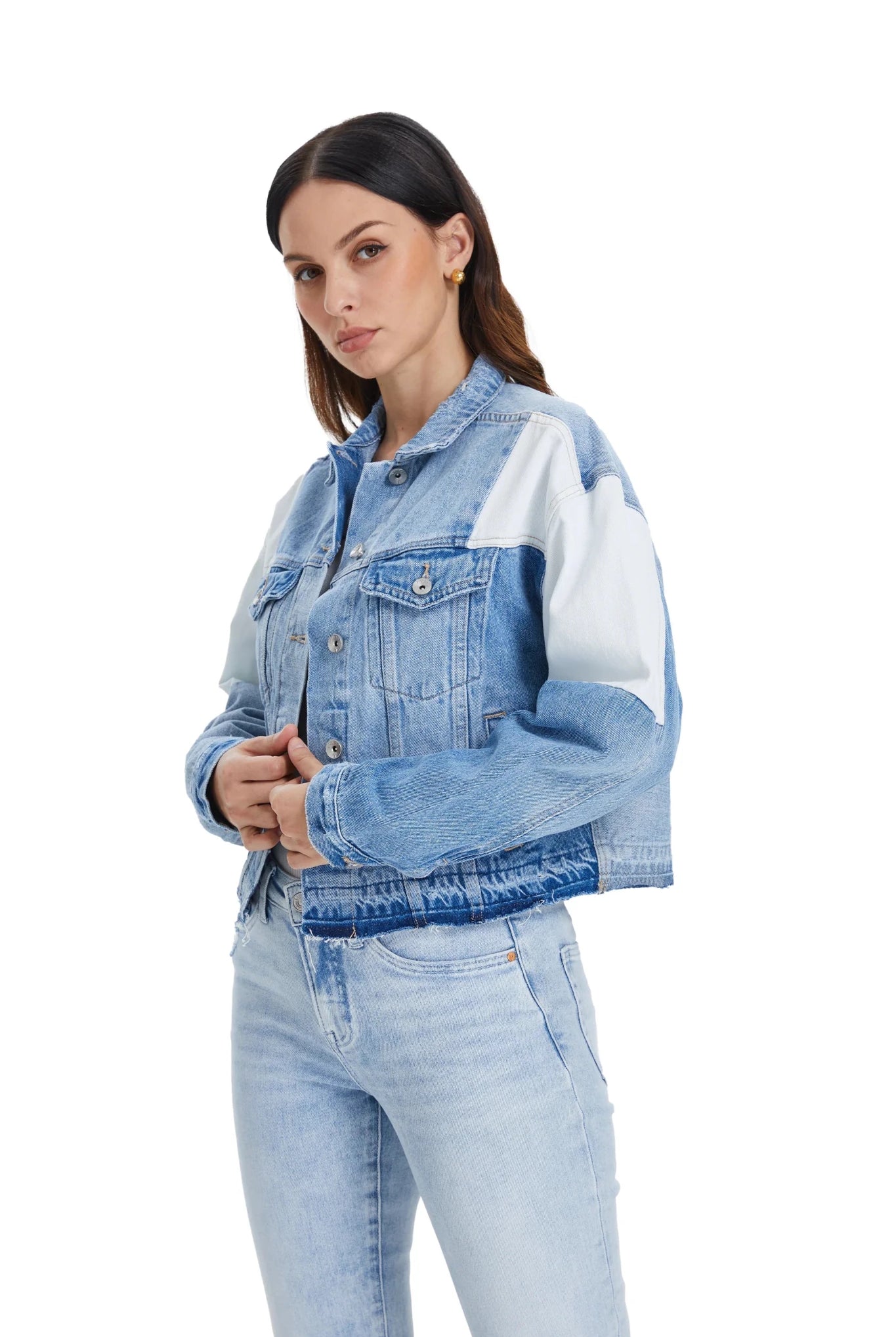 Authentic Patchwork Denim Jacket – Blue - Sassy Inspiration