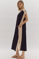 Black and Tan Block Dress - Sassy Inspiration