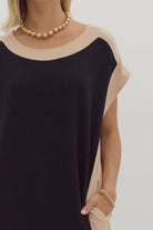 Black and Tan Block Dress - Sassy Inspiration