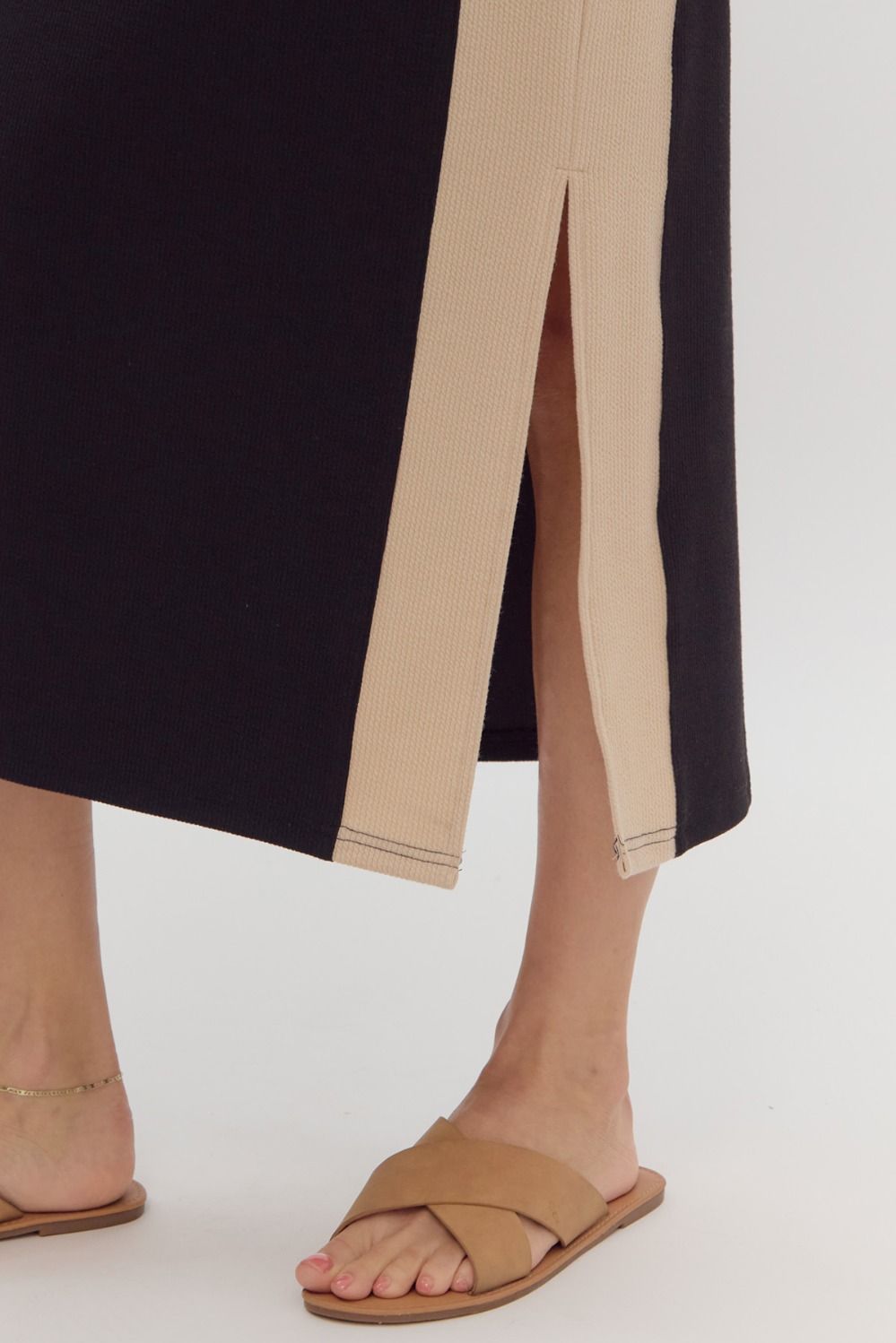 Black and Tan Block Dress - Sassy Inspiration