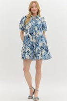 Boho - inspired short puff sleeve ruffle hem mini dress - Ivory - Sassy Inspiration