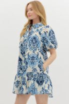 Boho - inspired short puff sleeve ruffle hem mini dress - Ivory - Sassy Inspiration