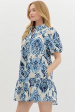 Boho - inspired short puff sleeve ruffle hem mini dress - Ivory - Sassy Inspiration