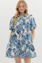 Boho - inspired short puff sleeve ruffle hem mini dress - Ivory - Sassy Inspiration