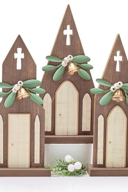 CHRISTMAS CHURCH W/MISTLETOE S/3 - Sassy Inspiration