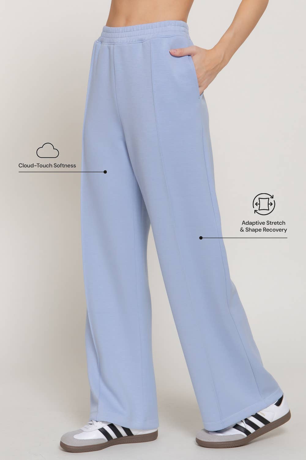 Cloud Nine Scuba Pintuck Wide - Leg Pants - Sassy Inspiration