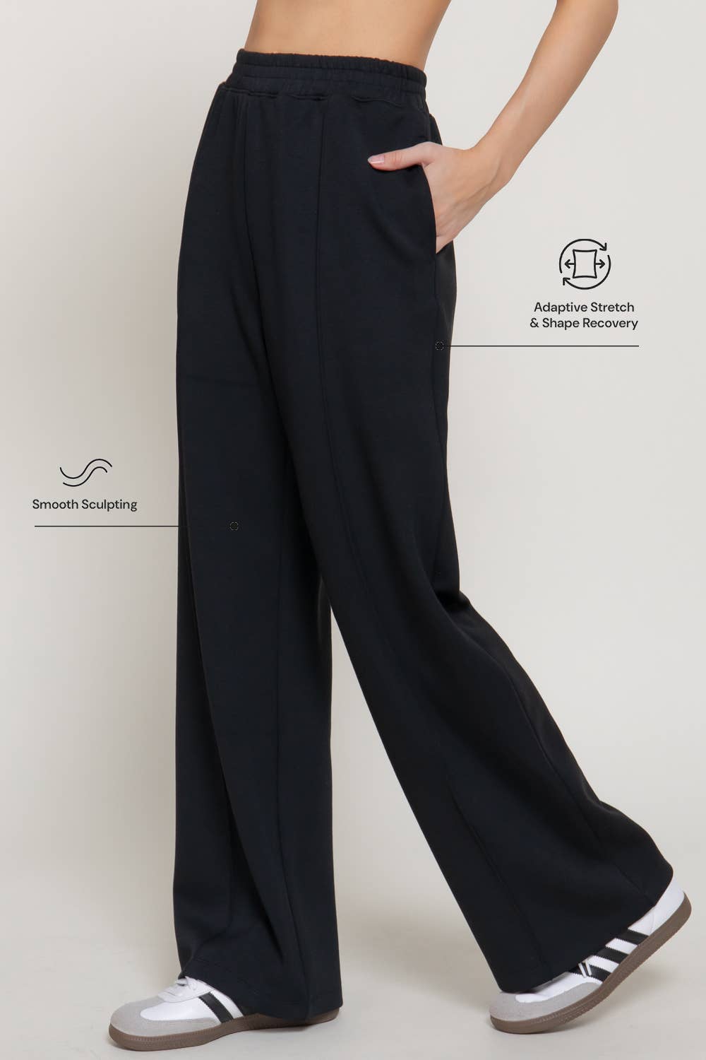 Cloud Nine Scuba Pintuck Wide - Leg Pants - Sassy Inspiration