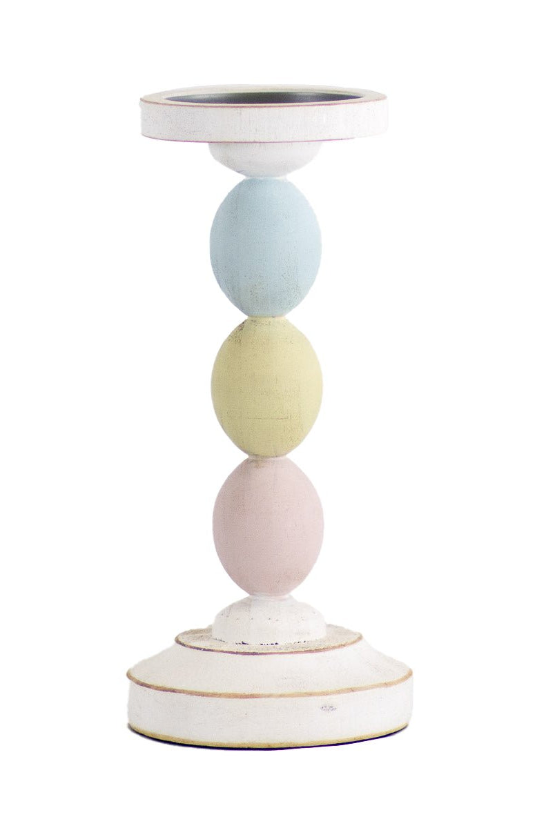 Egg Candle Holder White/Multi 10" - Sassy Inspiration