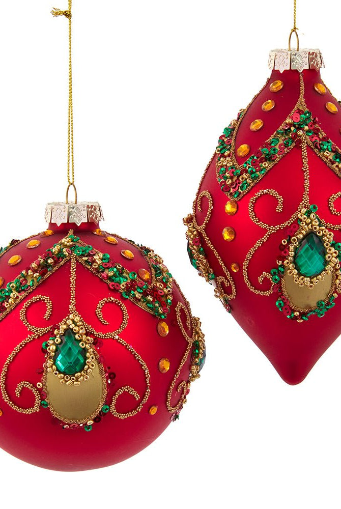 Glass Red & Green With Jewel Ornaments - Sassy Inspiration