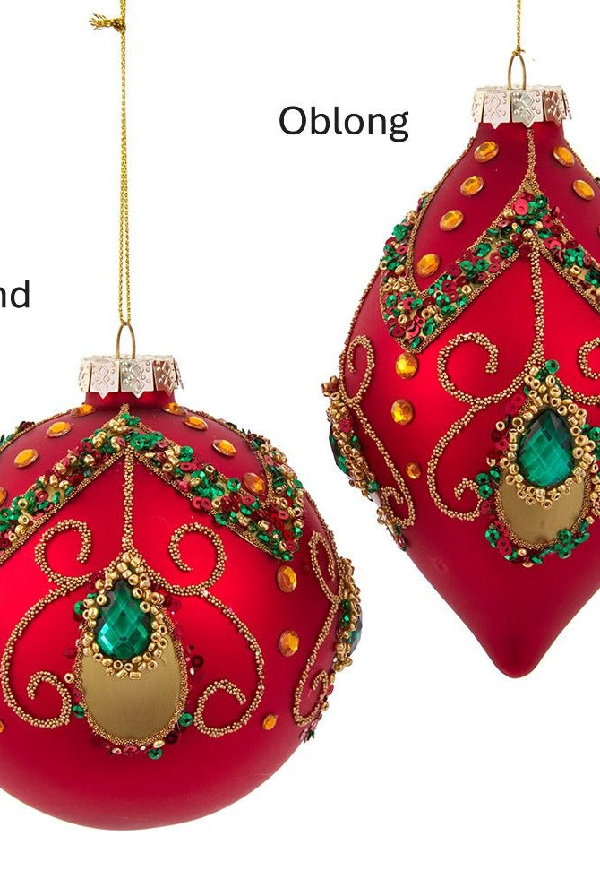 Glass Red & Green With Jewel Ornaments - Sassy Inspiration