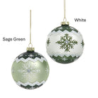 Glass Winter Green Snowflake Design Ball Ornaments - Sassy Inspiration
