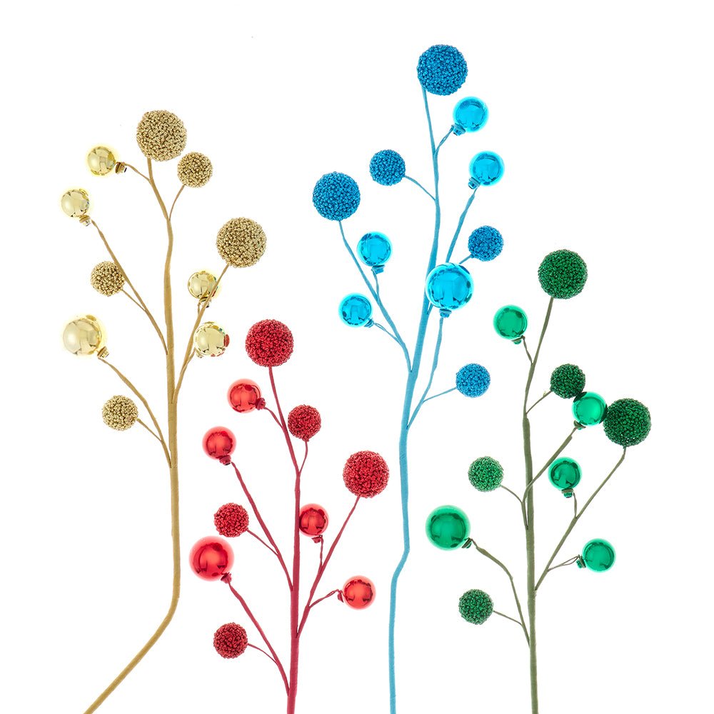 Gold, Red, Green & Bright Blue Ball Sprays, 4 Assorted - Sassy Inspiration
