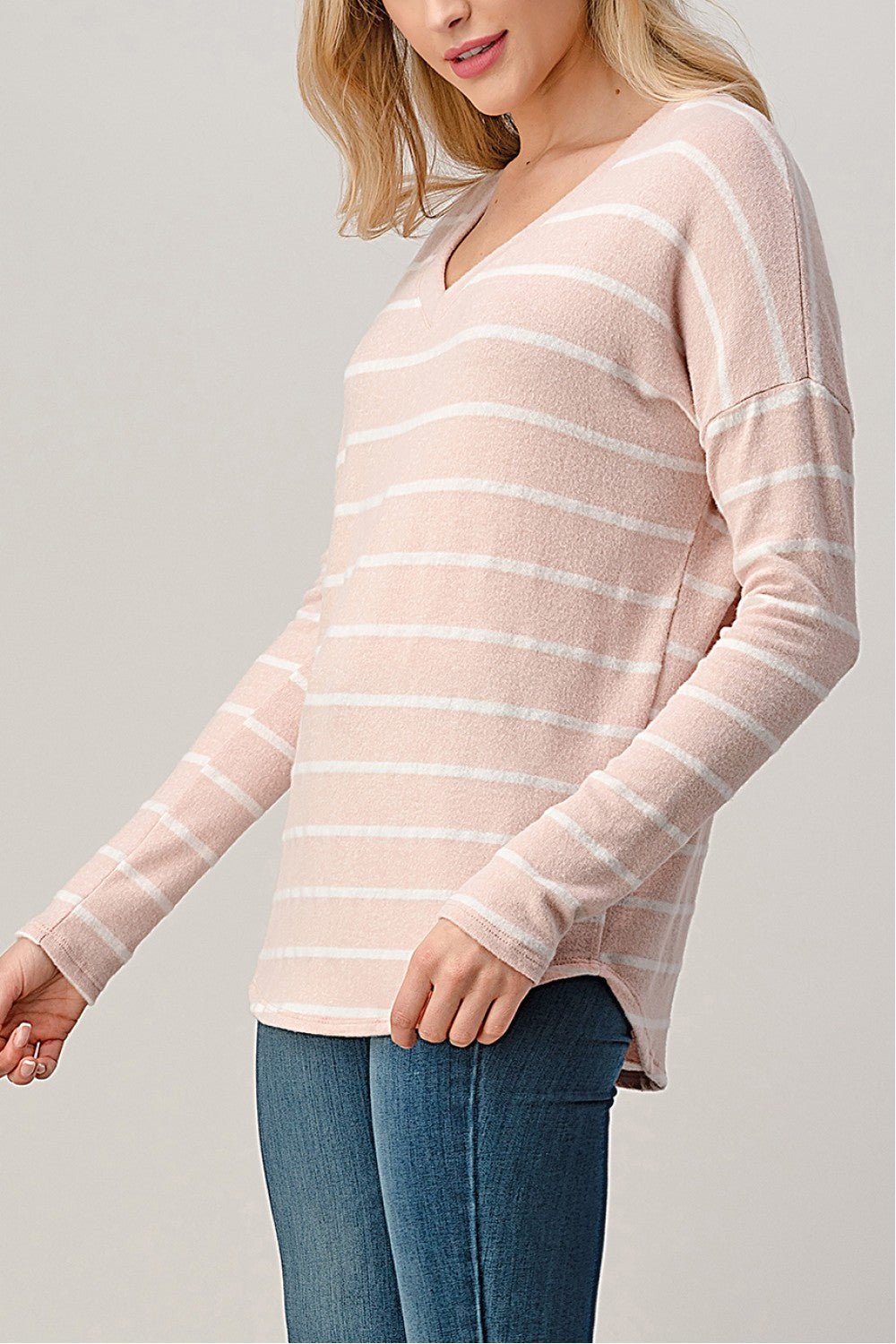 Mineral Pink/White Brushed Hacci Top - Sassy Inspiration
