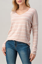 Mineral Pink/White Brushed Hacci Top - Sassy Inspiration