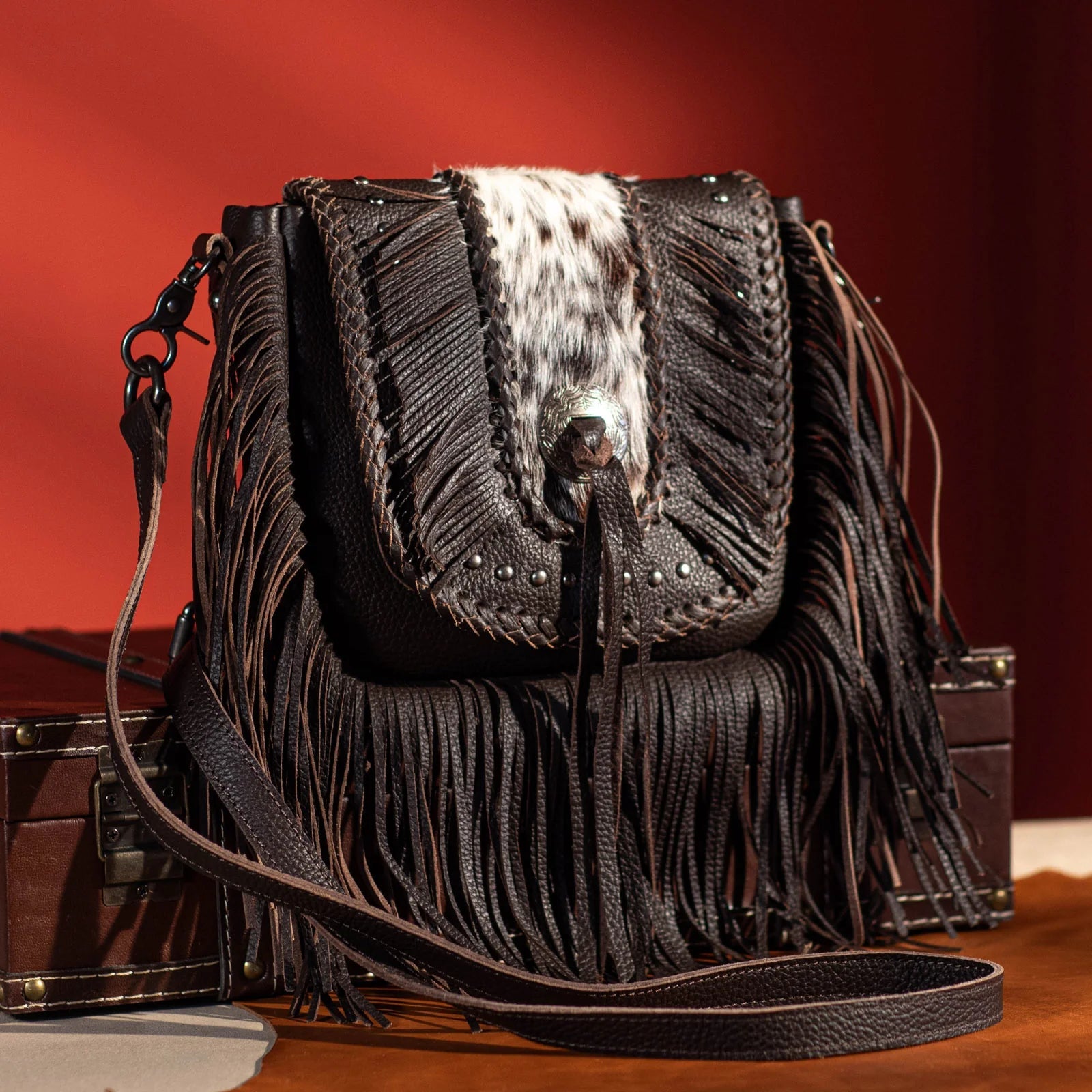 Montana West Genuine Leather Hair - on Cowhide Fringe Bohemian Crossbody - Sassy Inspiration