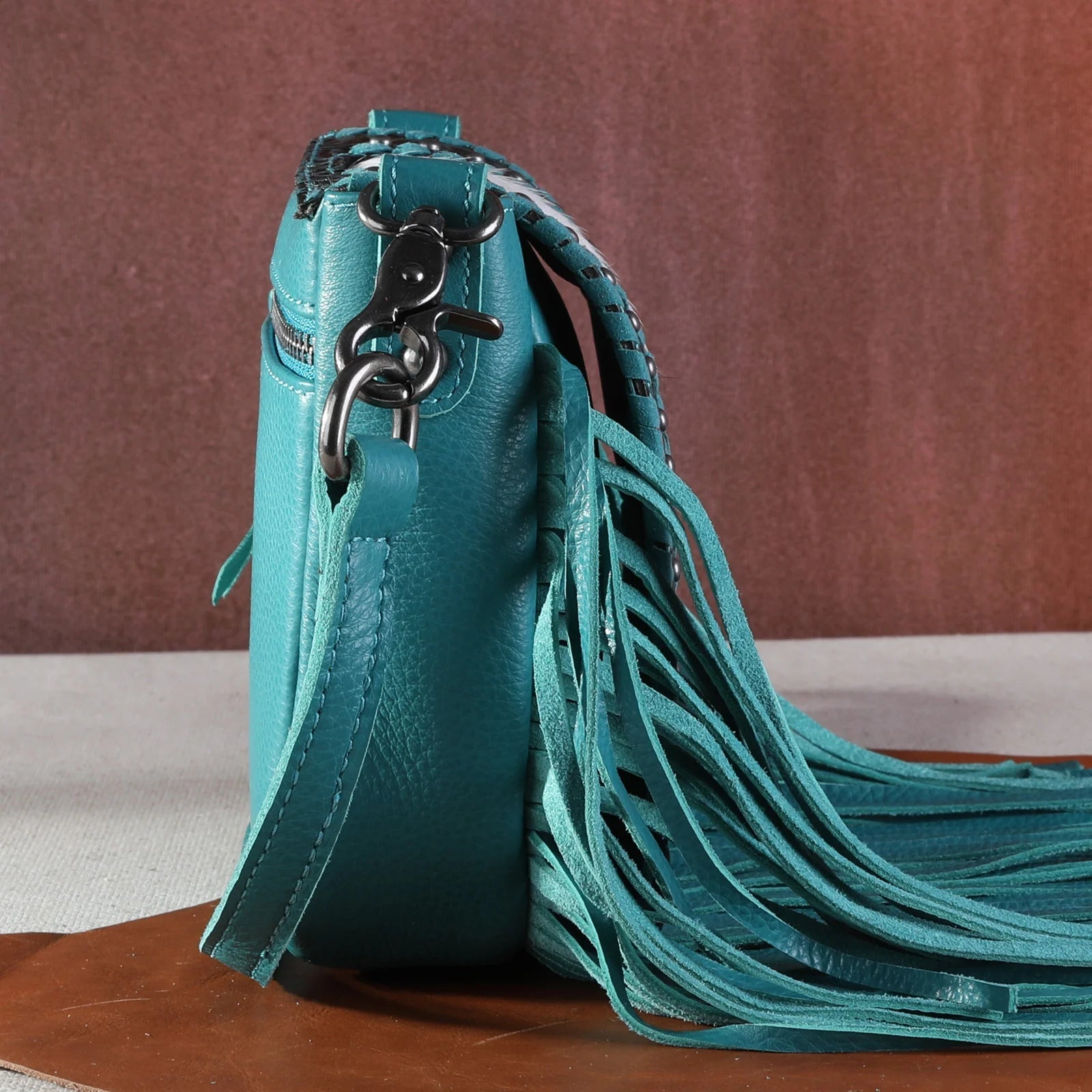 Montana West Genuine Leather Tooled Collection Fringe Crossbody - Sassy Inspiration