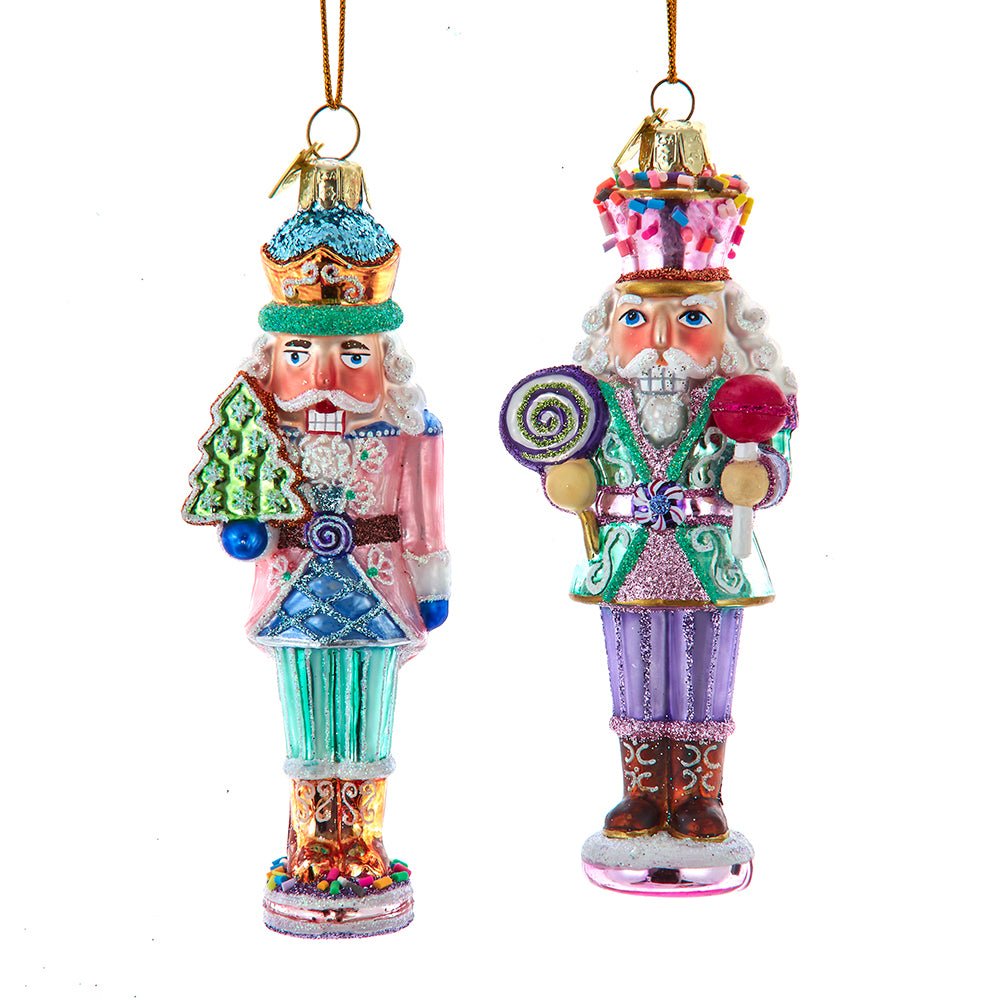 Noble Gems™ Glass Nutcracker With Cookie & Lollipop Ornaments, 2 Assorted - Sassy Inspiration