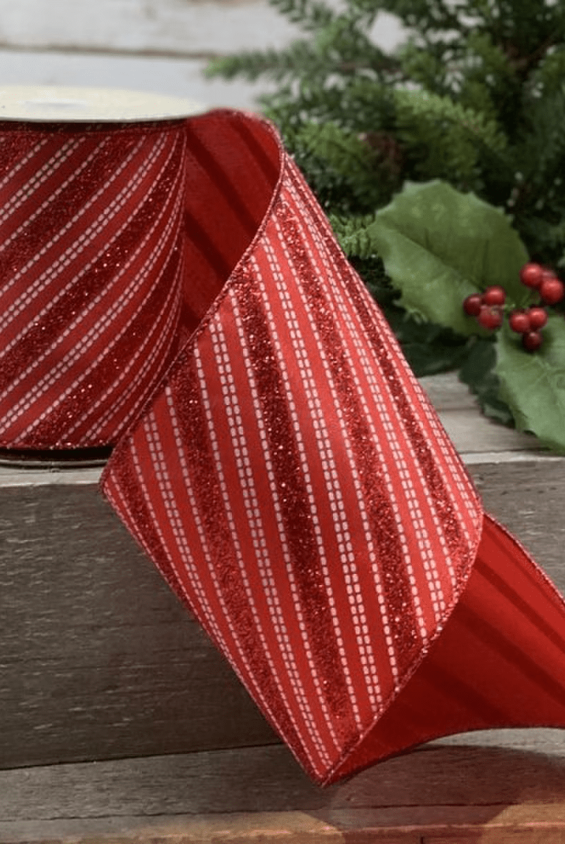 Ribbon - Glitter Stripe, Red - Sassy Inspiration
