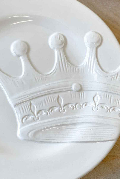 Royal Crown Embossed Plates White 8” Set of 4 - Sassy Inspiration