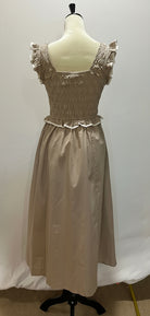 Ruffle Sleeve Cotton Midi Dress Mocha/Cream - Sassy Inspiration