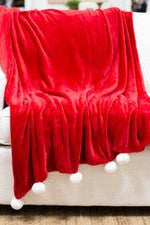 Santa Pom Pom Throw Red/White - Sassy Inspiration