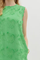 Sleeveless floral appliqué mini dress - Kelly Green - Sassy Inspiration