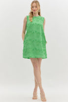 Sleeveless floral appliqué mini dress - Kelly Green - Sassy Inspiration