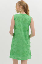 Sleeveless floral appliqué mini dress - Kelly Green - Sassy Inspiration