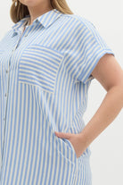 Striped midi shirt dress - Lt Blue - Sassy Inspiration