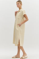 Striped midi shirt dress - Lt Blue - Sassy Inspiration