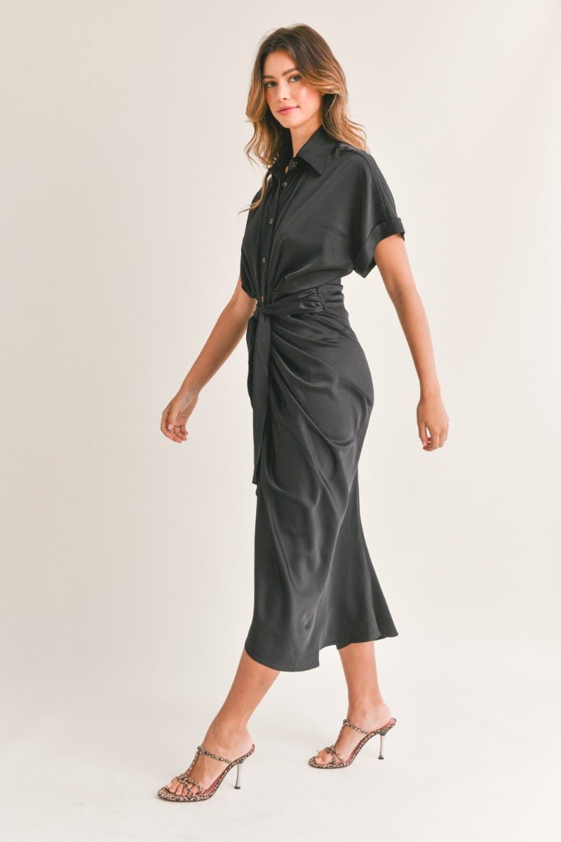Tie Front Midi Dress - Sassy Inspiration