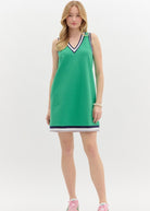 Varsity V - neck Mini Dress - Green - Sassy Inspiration