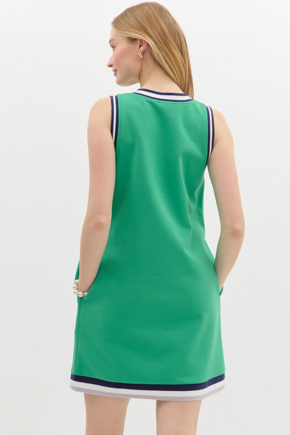 Varsity V - neck Mini Dress - Green - Sassy Inspiration