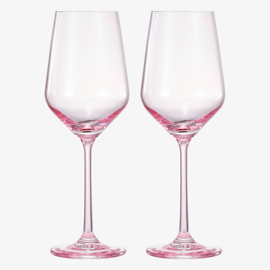 Colored Crystal Wine Glass | Set of 2 | 12oz (Magenta)