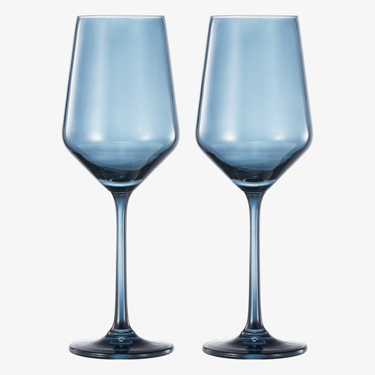 Colored Crystal Wine Glass | Set of 2 (Cloudy Blue)